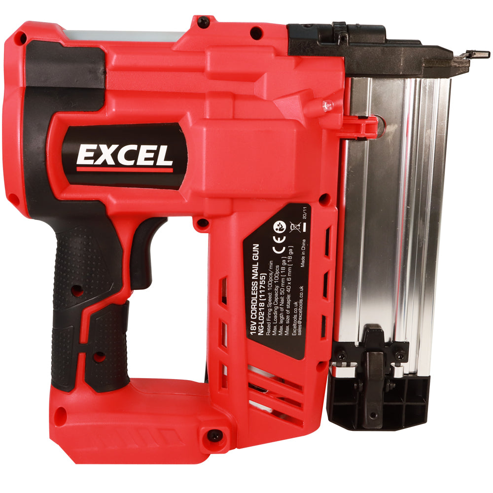 Excel 18V Cordless Second Fix Nailer with 1 x 2.0Ah Battery & Charger