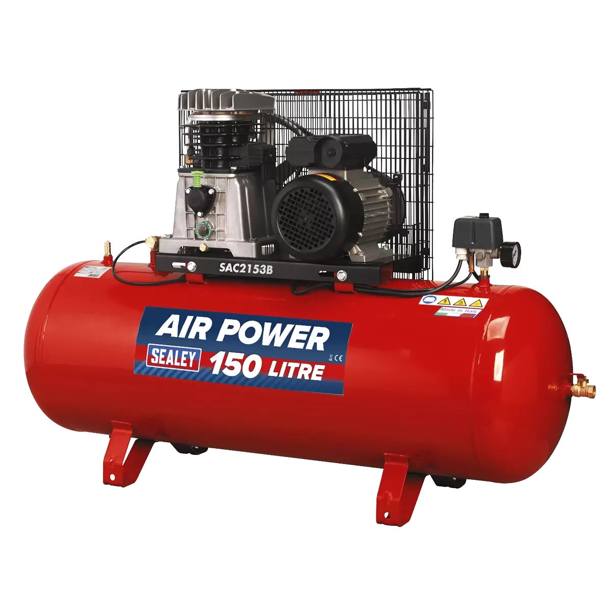 Sealey SAC2153B 150L Belt Drive Air Compressor with Cast Cylinders 230V