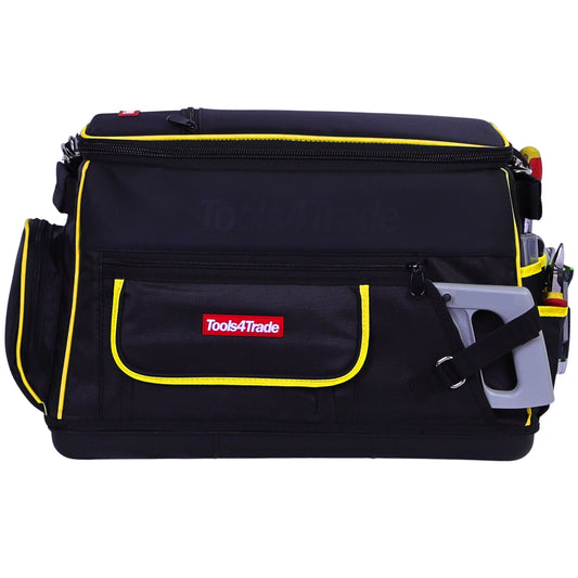 Tools4Trade 20" Heavy-Duty Tool Bag with Multi-Pockets & Hard Base - Yellow