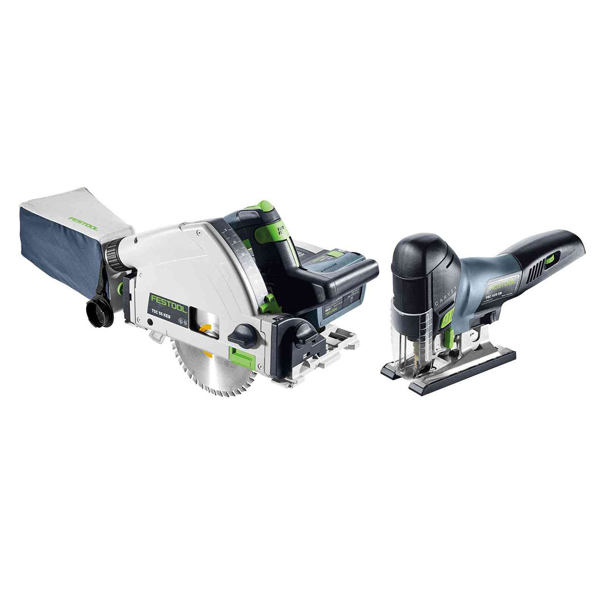 Festool 18V Brushless Plunge Saw & Jigsaw With 2 x 5.0Ah Battery, Rapid Charger 578027