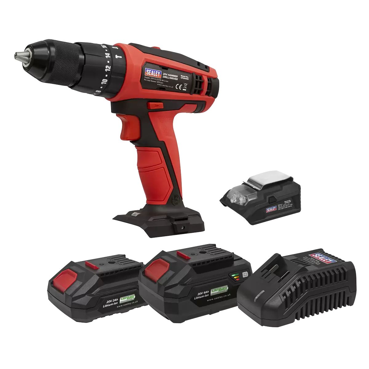Sealey CP20VDDKIT 20V 13mm Combi Drill Kit with 2 x 2.0Ah Batteries & Charger