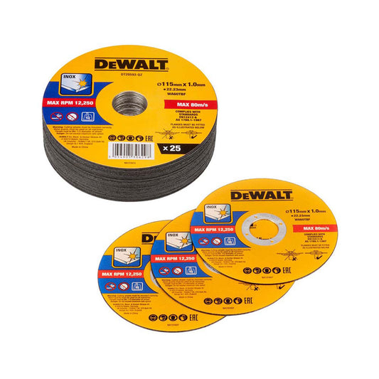 Dewalt 115mm Metal Bonded Thin Cutting Discs DT20593-QZ Pack of 25