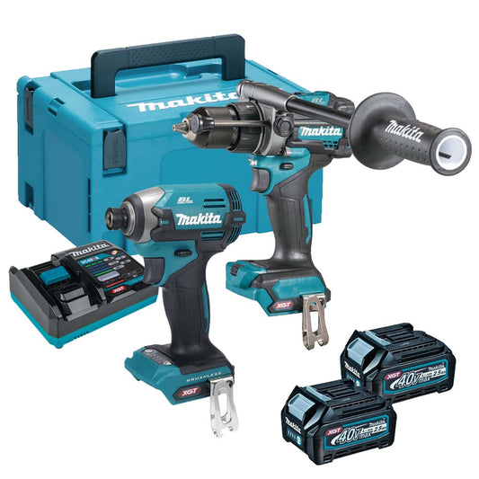 Makita DK0176G205 40V XGT Combi Drill & Impact Driver With 2 x 2.5Ah Batteries Charger & Case