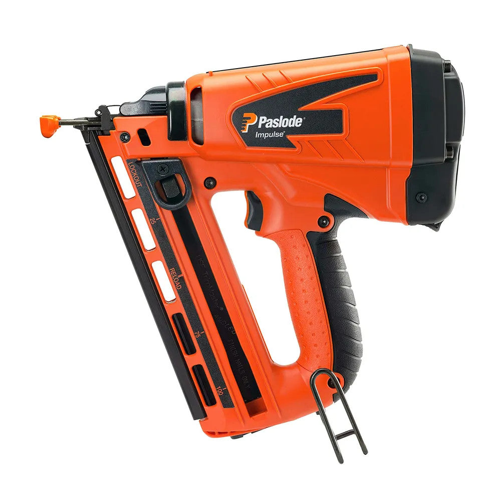 Paslode IM65A 7.4V Angled Second Fix Finishing Nail Gun with 2 x 2.1Ah Batteries Charger & Toughbuilt Bag