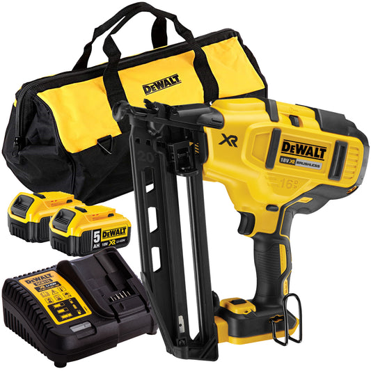 DeWalt DCN660N 18V Brushless Second Fix Nailer with 2 x 5.0Ah Battery & Charger T4TKIT-829