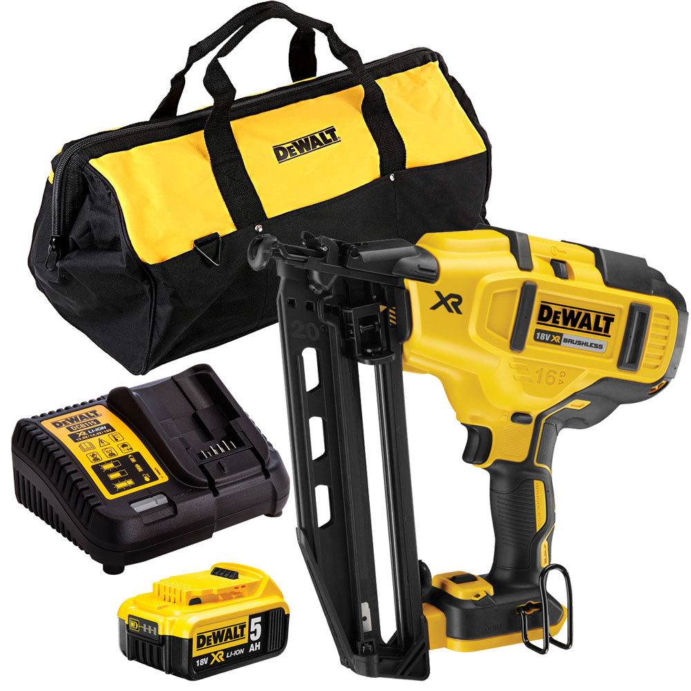 DeWalt DCN660N 18V Brushless Second Fix Nailer with 1 x 5.0Ah Battery, Charger & 24