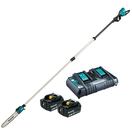 Makita DUA301PG2 36V Telescopic Pole Saw 300mm with 2 x 6.0Ah Batteries & Charger
