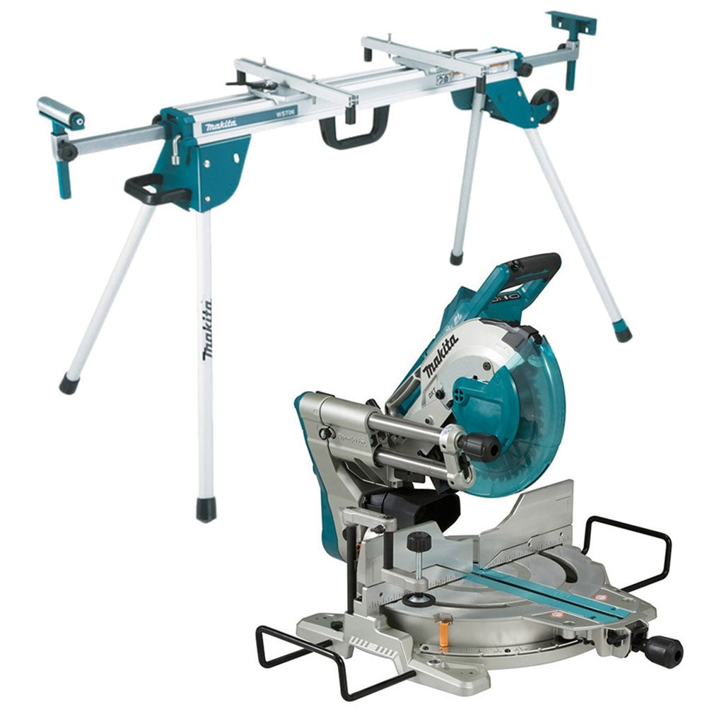 Makita DLS110Z 36V LXT Brushless 260mm Slide Compound Mitre Saw With Mitre Saw Stand