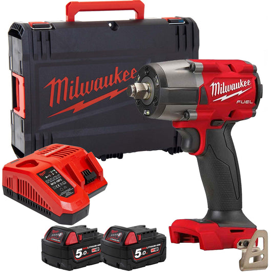 Milwaukee M18FMTIW2F12-0X 18V Brushless Impact Wrench 2 x 5.0Ah Batteries Charger & Case