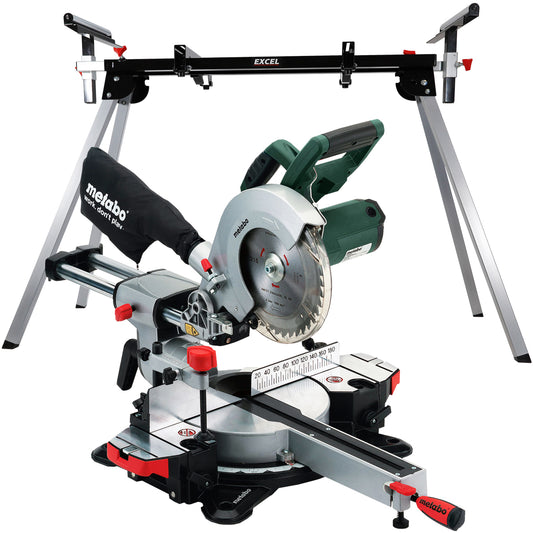 Metabo KGS216M 216mm Sliding Mitre Saw 110V with Leg Stand