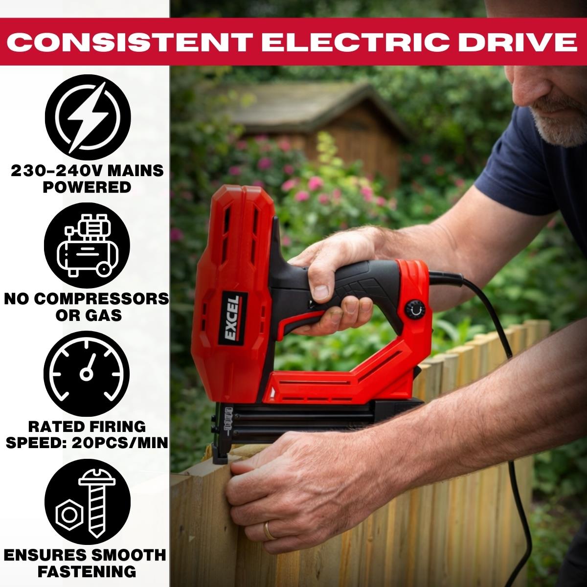Excel 2-in-1 Electric Stapler Nailer Gun 18G Heavy Duty 240V Item Condition Used