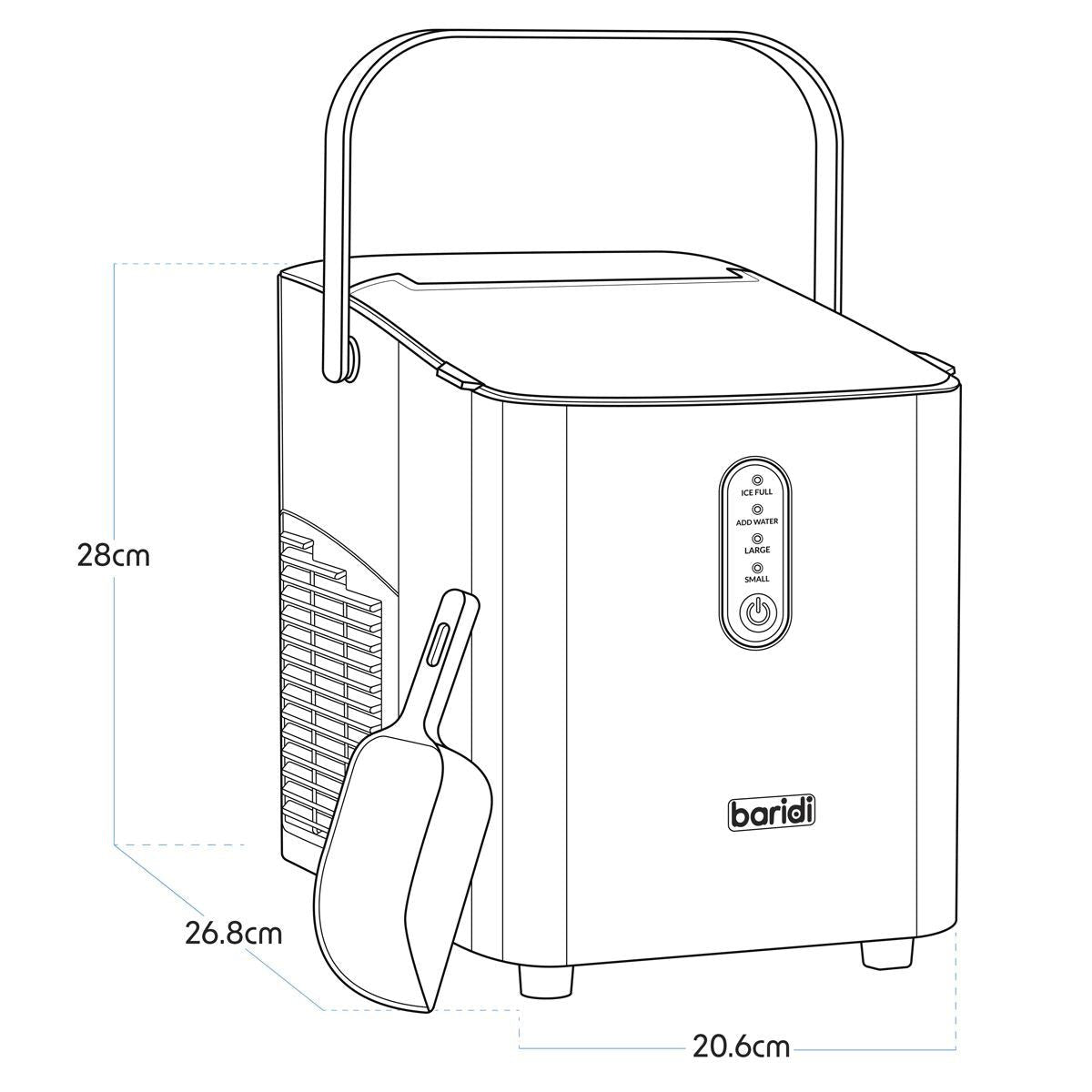 Sealey DH52 Baridi Ice Cube Maker with LED Display & 10 Minute Freeze
