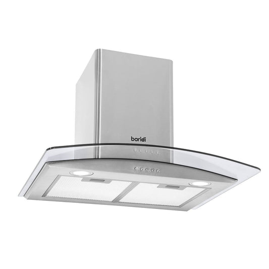 Sealey DH128 Baridi Curved Glass Cooker Hood with Carbon Filters & LED Lights 60cm Stainless Steel