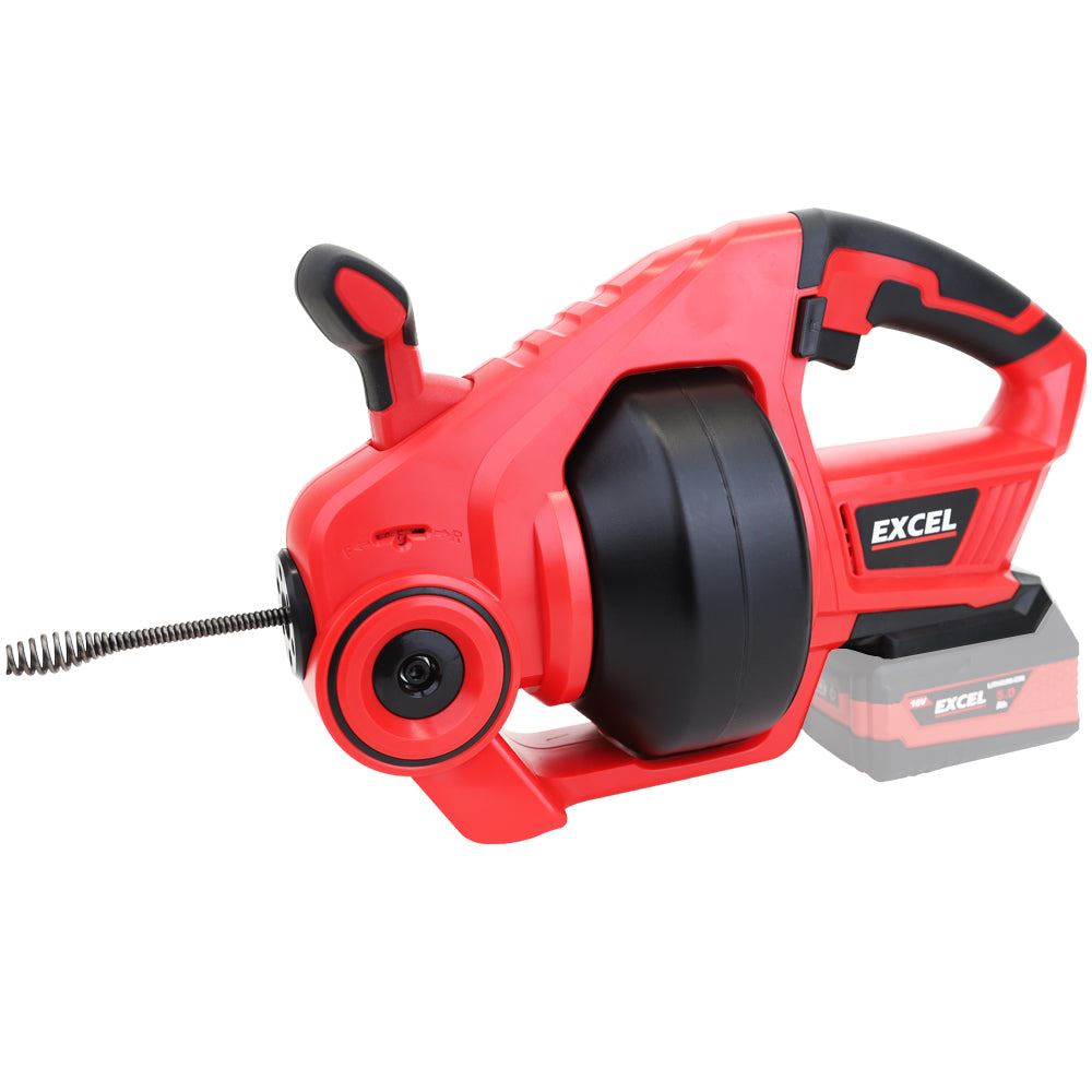 Excel 18V Cordless Drain Cleaner with Adaptor for Makita Battery