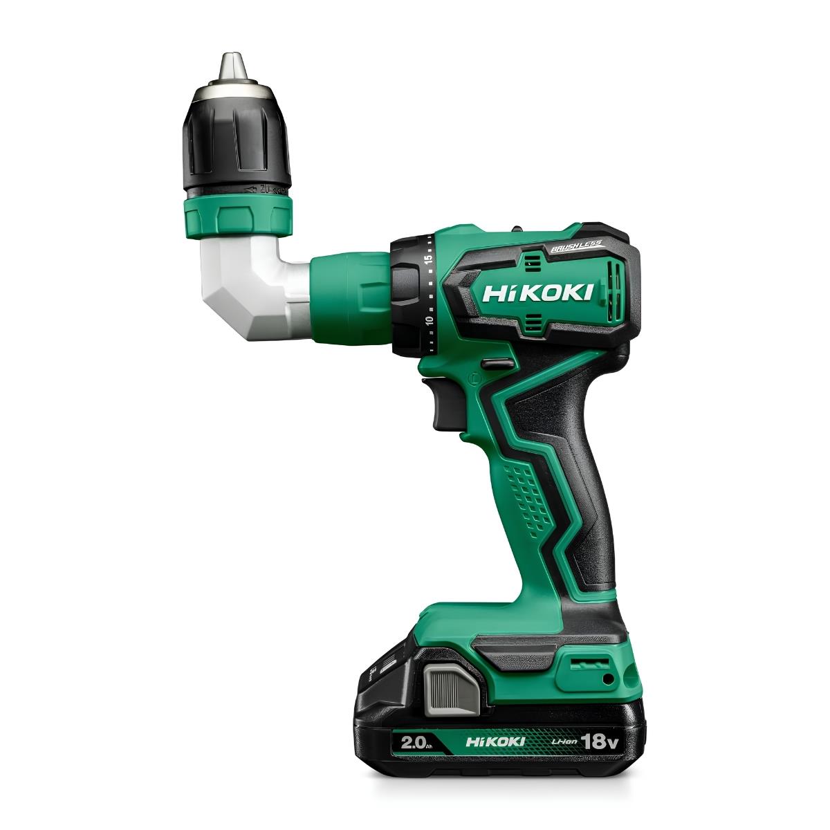HiKOKI DS18DDQJRZ 18V Brushless Drill Driver with 2 x 2.0Ah Batteries, Charger, 4 x Tool Attachments & Case