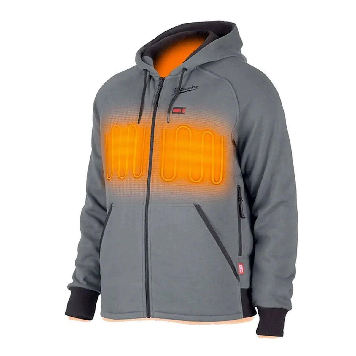 Milwaukee M12 12V Grey Heated Hoodie XL Extra Large with 1 x 2.0Ah Battery & Charger