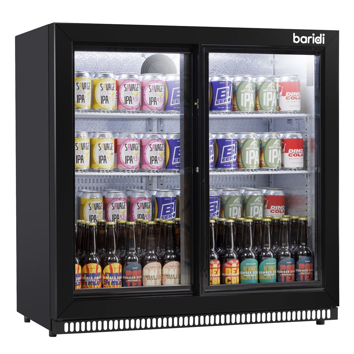Sealey DH273 Baridi Double Sliding Door Back Bar Drinks Fridge/Cooler, 190L Capacity, 262 Cans