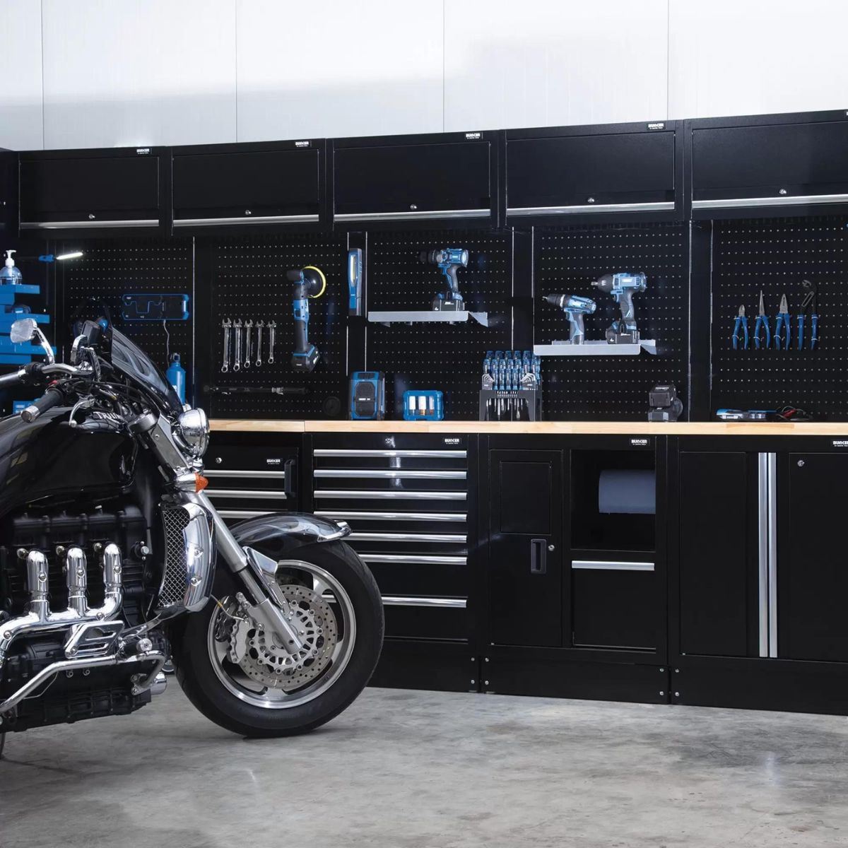 Draper MS400COMBO/25B BUNKER Modular Storage Combo with Hardwood Worktop 25 Piece 04390