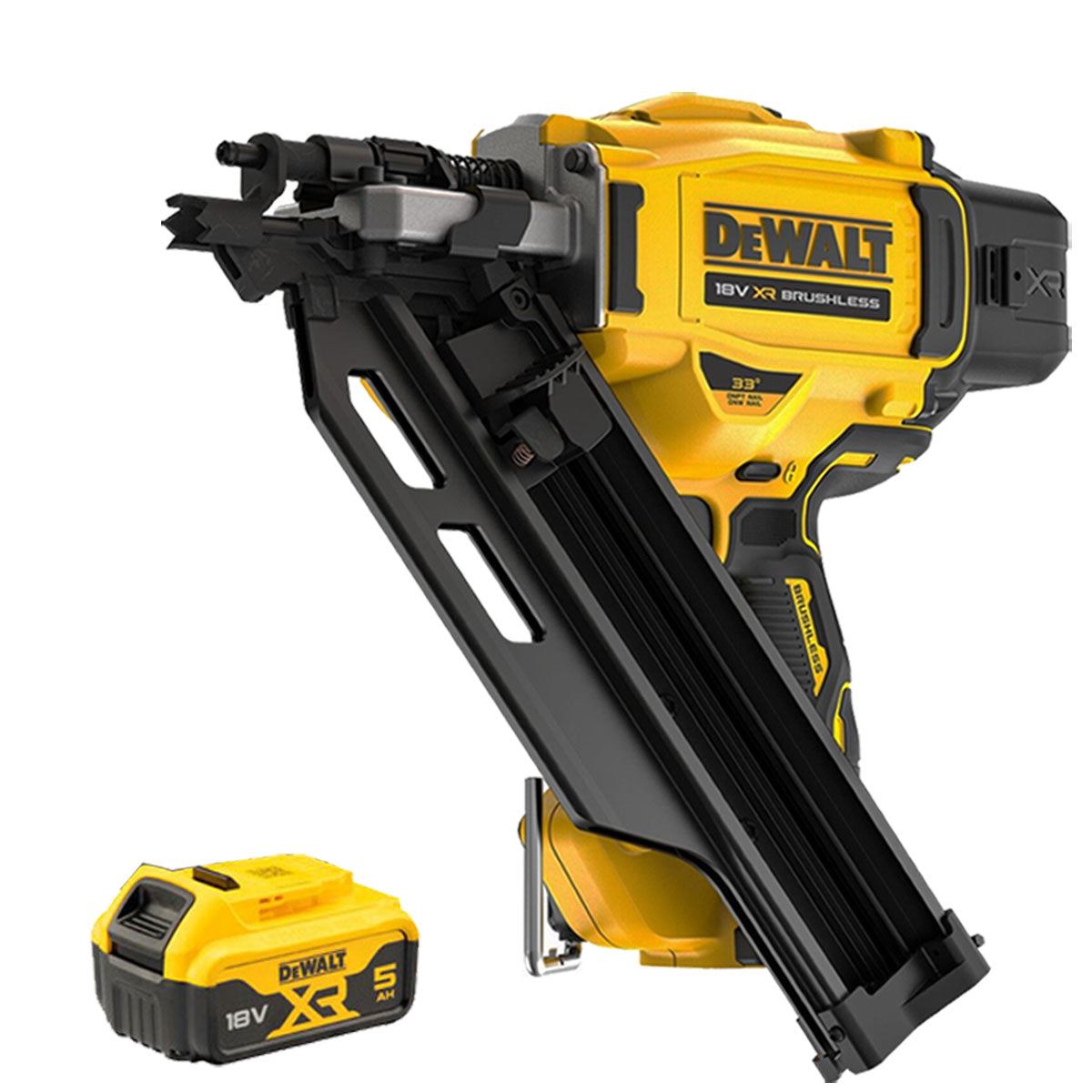 DeWalt DCN930N 18V Brushless First Fix Framing Nailer with 1 x 5.0Ah Battery