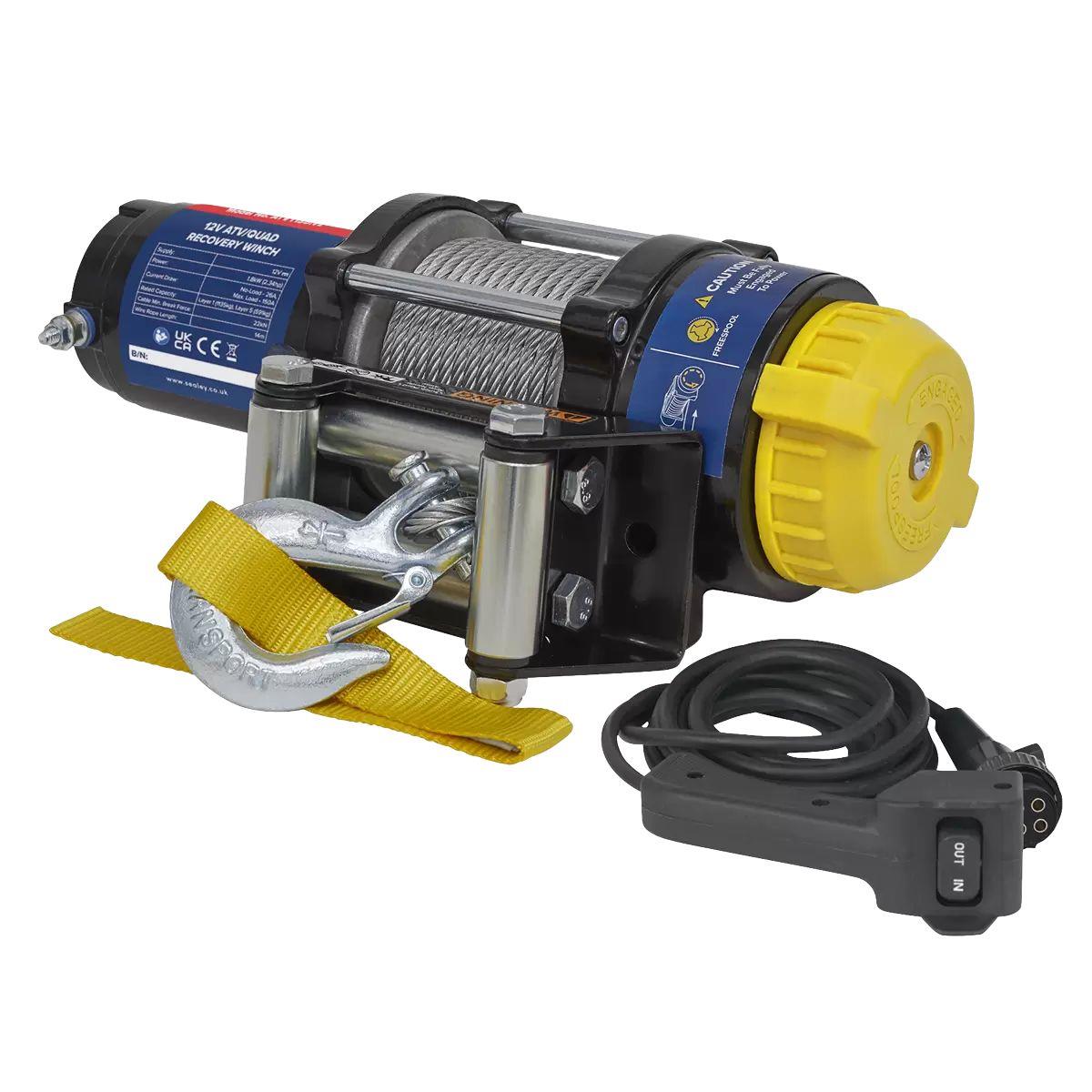 Sealey ATV1135 12V ATV/Quad Recovery Winch 1135kg Line Pull