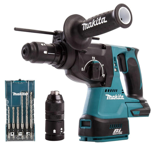 Makita DHR243Z 18V Brushless SDS+ Rotary Hammer Drill With 6 Piece Drill Bit Set