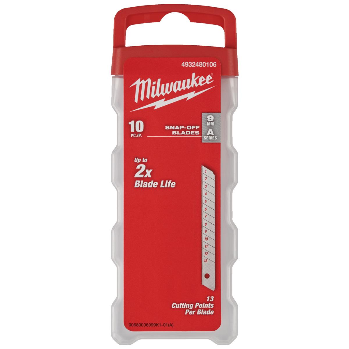 Milwaukee 9mm Snap Knife Replacement Blades Pack of 10 4932480106