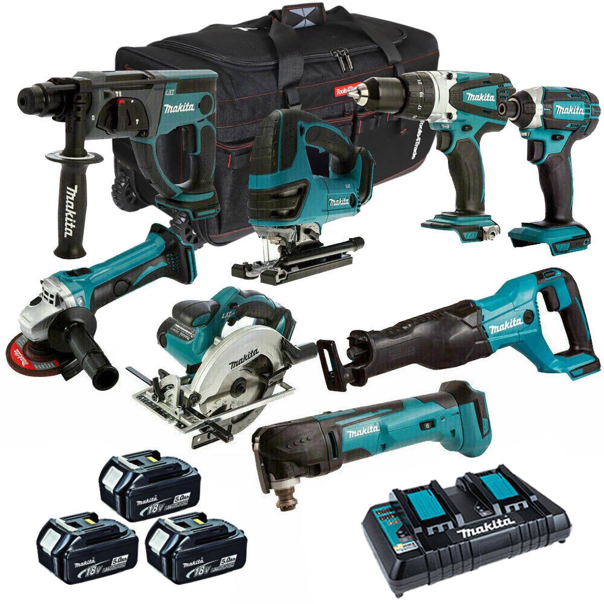 Makita MAK8PC 18V LXT Li-ion 8 Piece Power Tool Kit 3 x 5.0Ah Batteries
