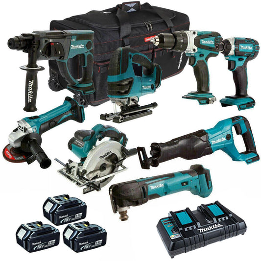 Makita MAK8PC 18V LXT Li-ion 8 Piece Power Tool Kit 3 x 5.0Ah Batteries