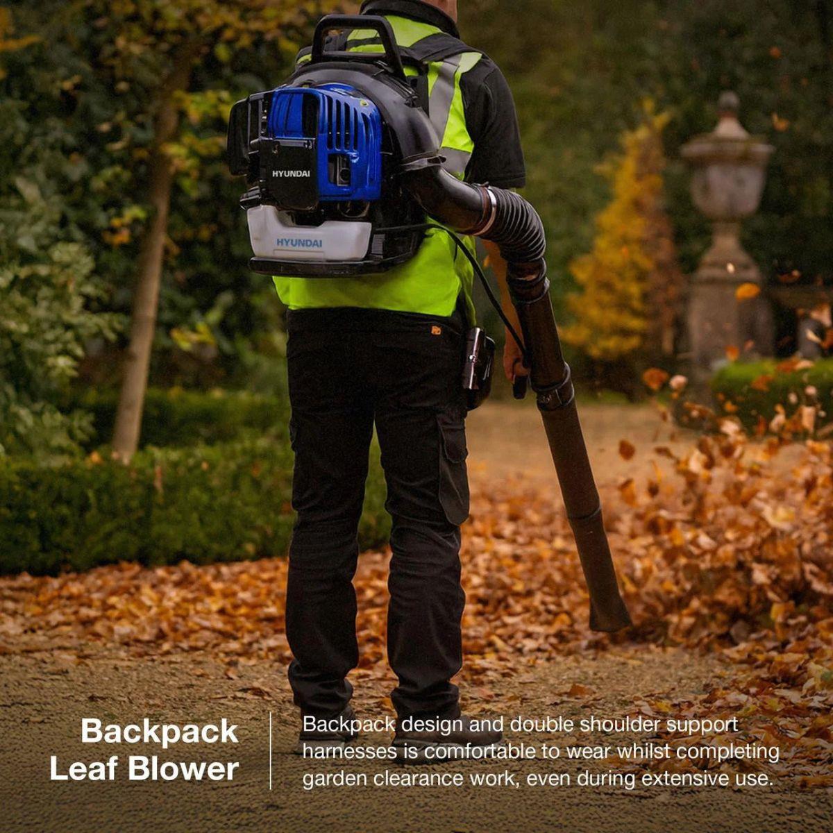 Hyundai HYB5200 52cc 2-Stroke Backpack Petrol Leaf Blower, 170mph Air Speed