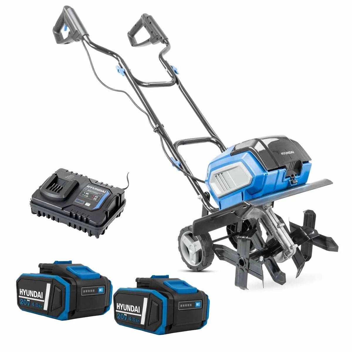 Hyundai HY40CT36 2 x 20V Brushless Cordless Tiller 36cm with 2 x 4.0Ah Batteries and Charger