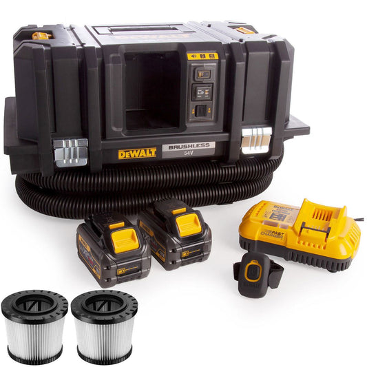 Dewalt DCV586MT2 54V Flexvolt Brushless M-Class Dust Extractor with 2 x 6.0Ah Battery Charger & Filters