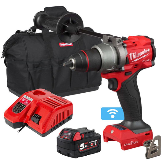 Milwaukee M18ONEPD3-0 18V Fuel One-Key Brushless Combi Drill with 1 x 5.0Ah Battery Charger & Bag