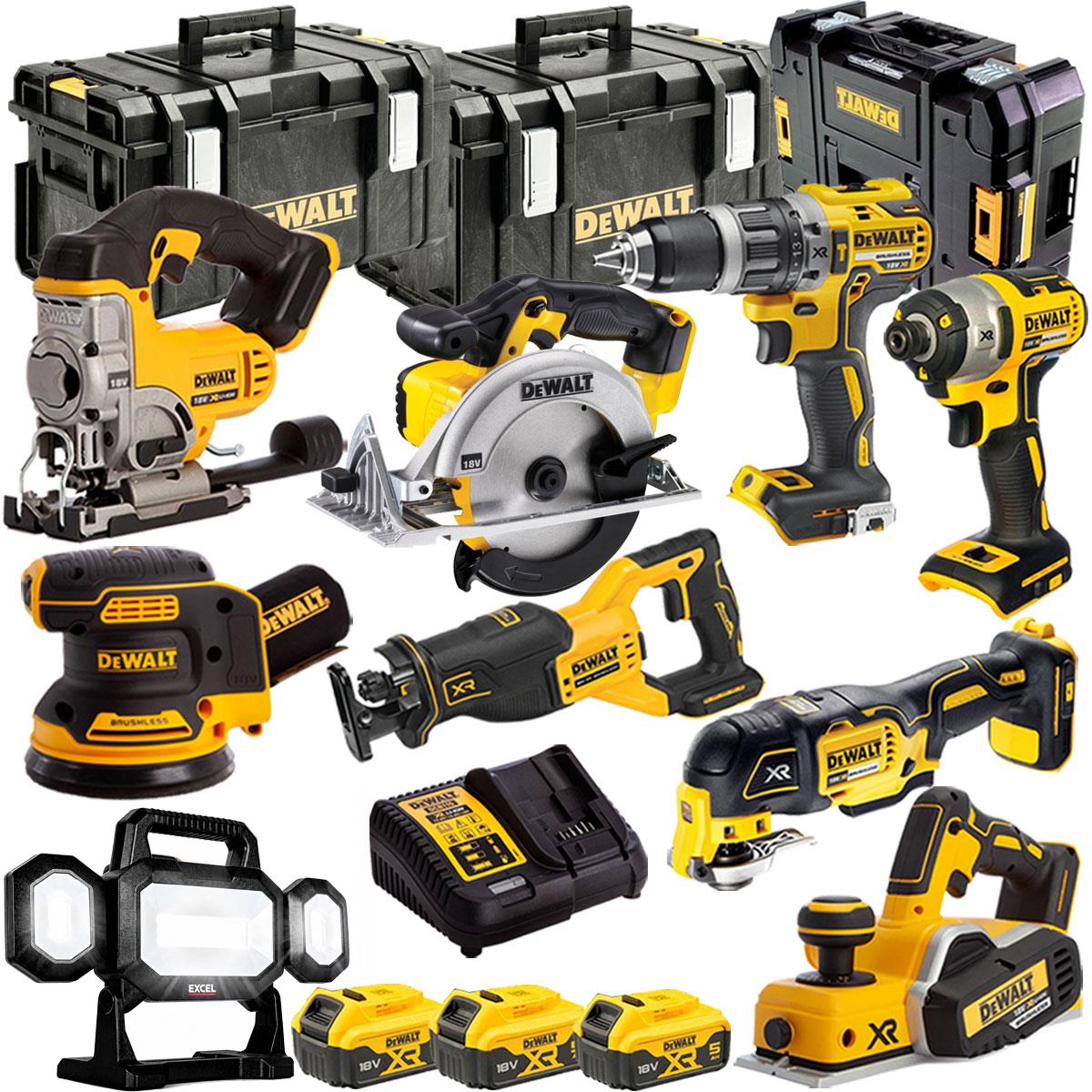 Dewalt 18V 9 Piece Power Tool Kit with 3 x 5.0Ah Batteries T4TKIT-500