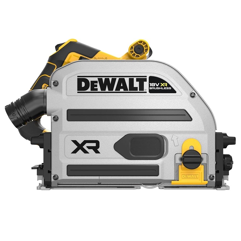 Dewalt DCS525H2T-GB 18V XR Brushless 165mm Plunge Saw with 2 x 5.0Ah Powerstack Batteries, Charger, Case, 2 x Guide Rail, Clamps, Connector & Rail Bag