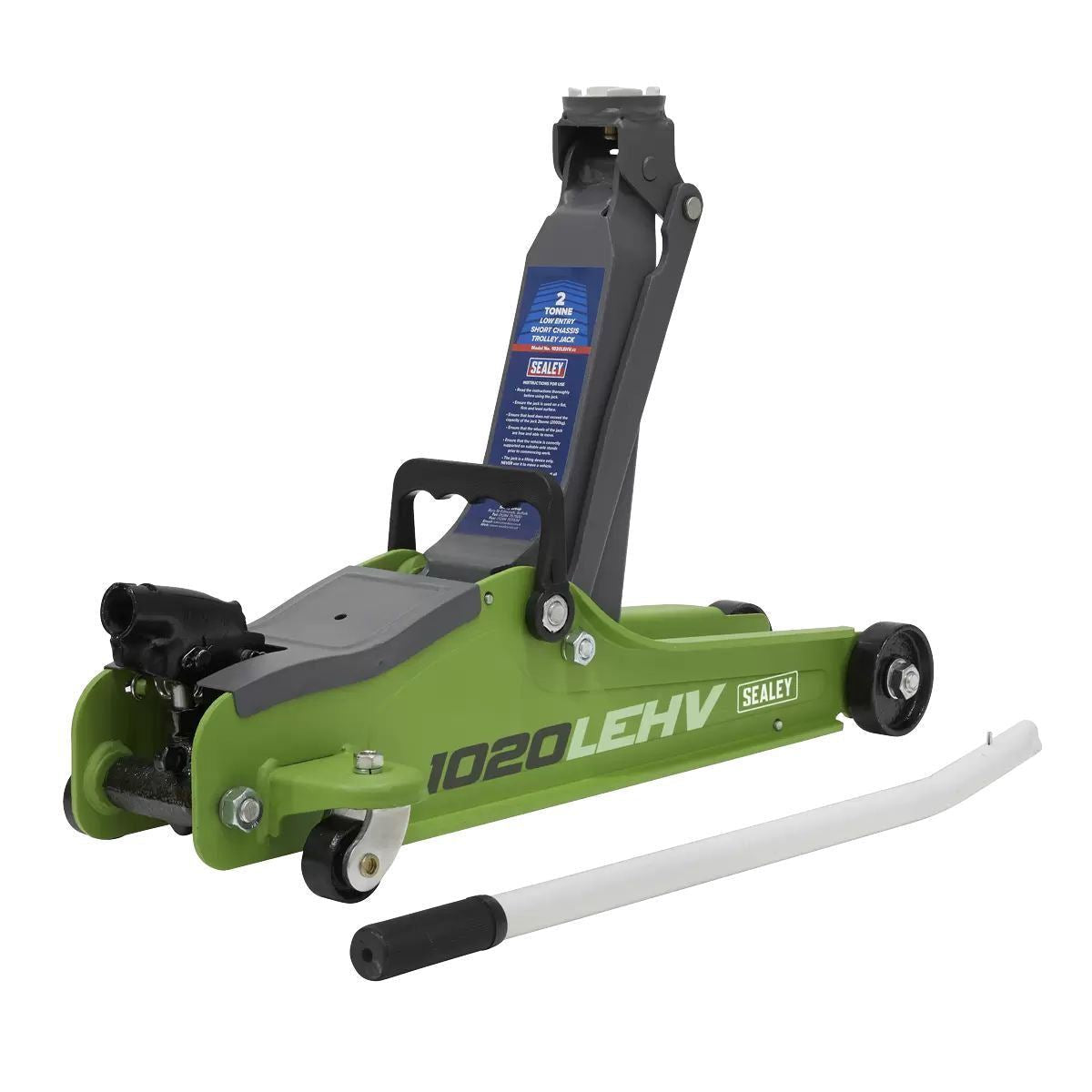 Sealey 1020LEHVBAGCOMBO 2tonne Low Entry Short Chassis Trolley Jack Green