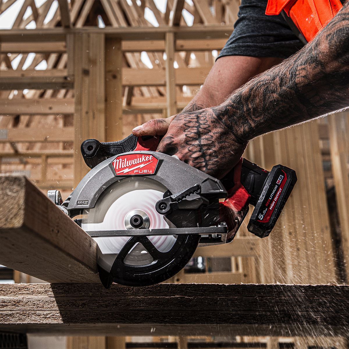 Milwaukee M12FCS442-502X 12V Brushless 140mm Circular Saw with 2 x 5.0Ah Battery Charger & Case 4933493490