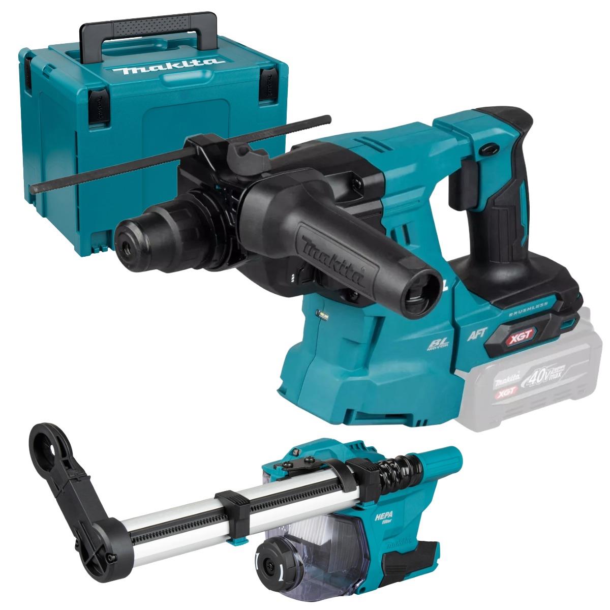 Makita HR011GZ03 40V Max XGT Brushless SDS-Plus Rotary Hammer Drill with 1 x 2.5Ah Battery, Charger Dust Collector & Case