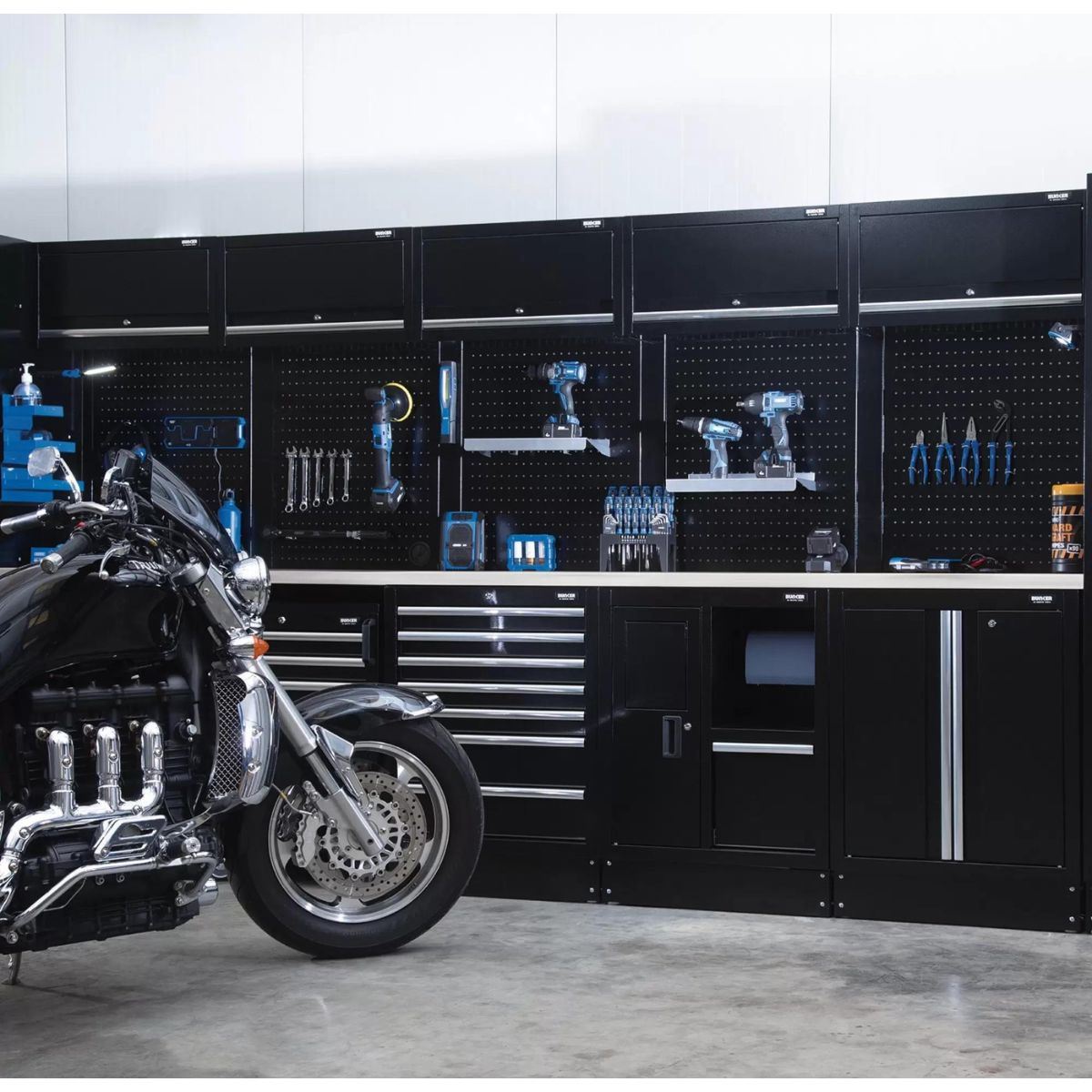 Draper MS400COMBO/25D BUNKER Modular Storage Combo with Stainless Steel Worktop 25 Piece 04393