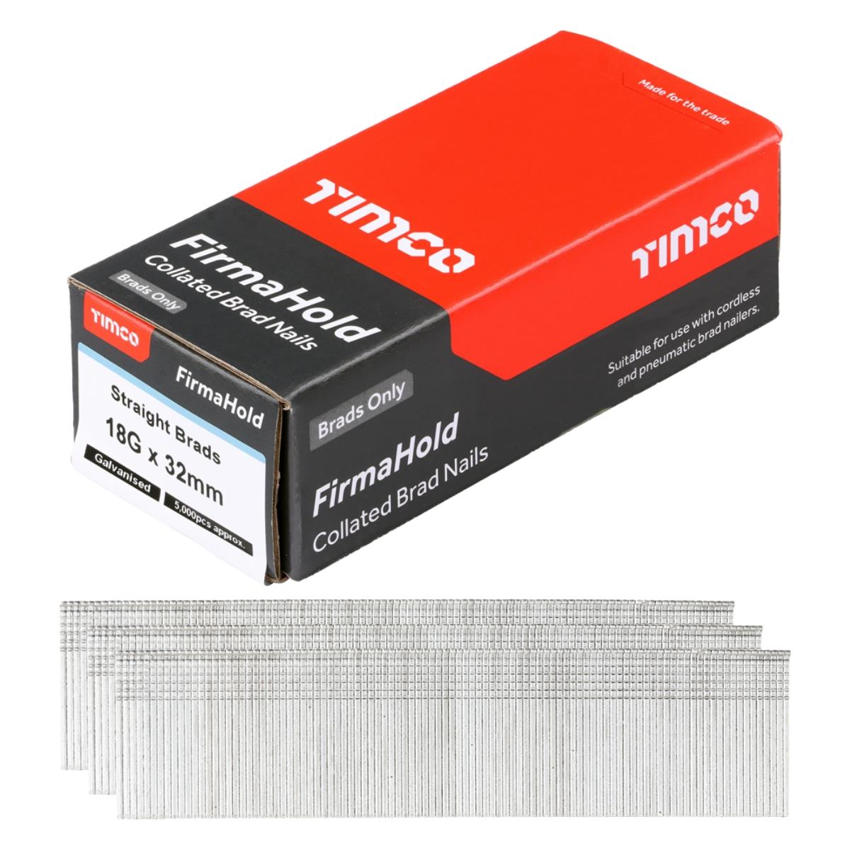 FirmaHold 32mm 18 Gauge 5000 Galvanised Straight Collated Brad Nails BG1832