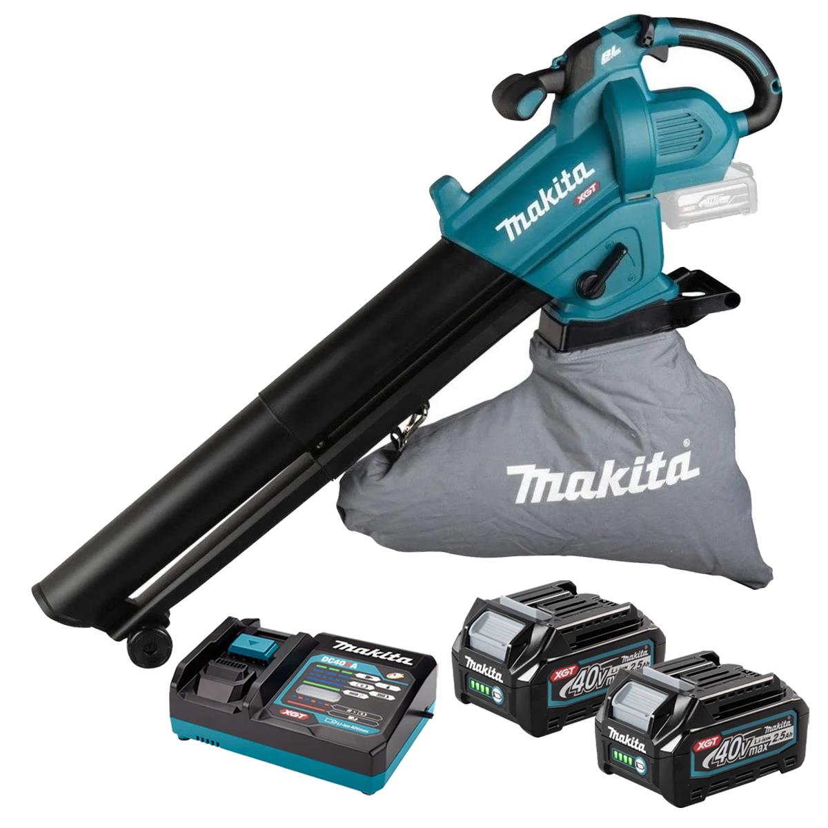 Makita UB005GZ 40V Max XGT Brushless Blower Vacuum with 2 x 2.5Ah Battery & Charger