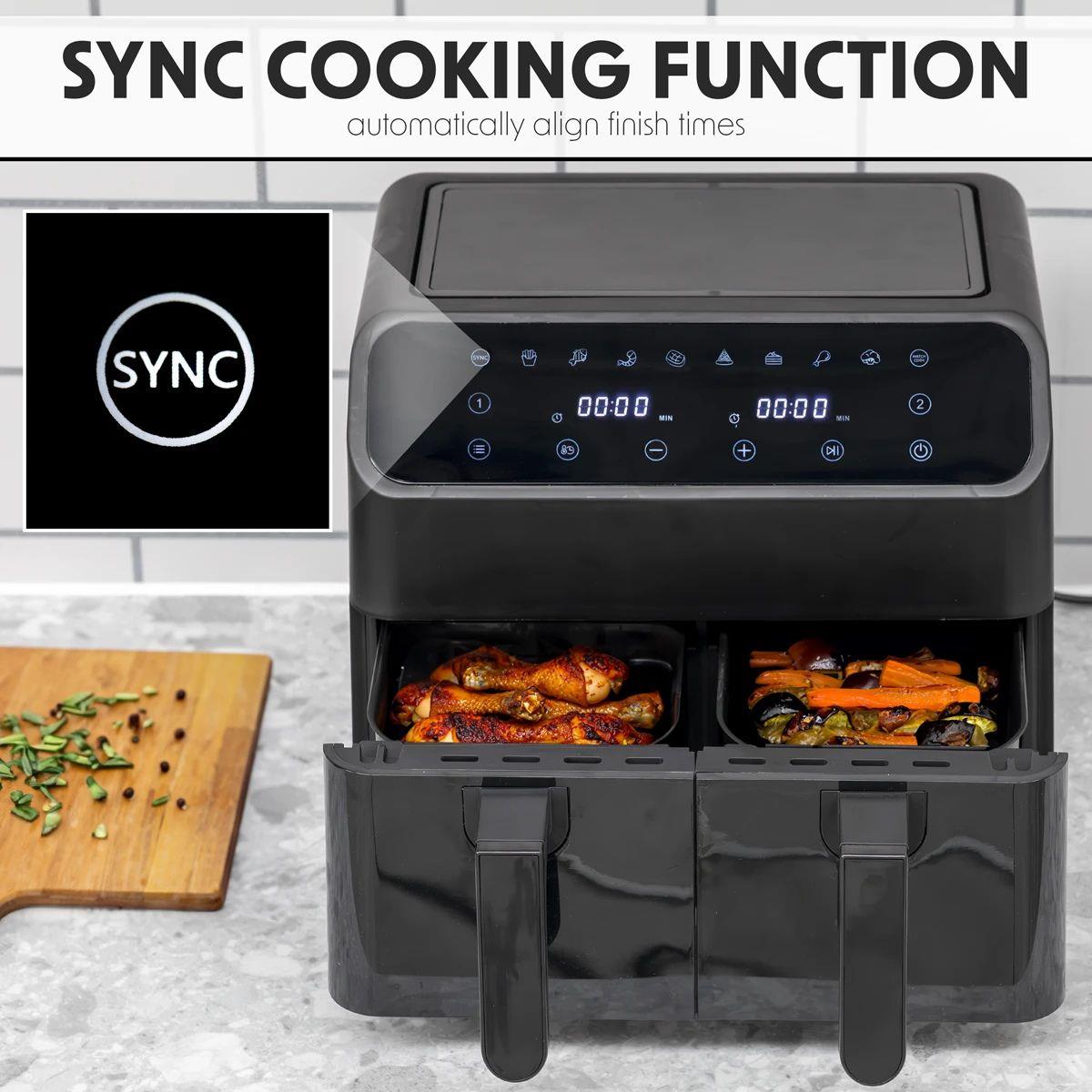 Sealey DH172 Baridi Dual Zone Air Fryer with 8 Preset Functions 8L Capacity 230V/1700W