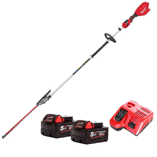 Milwaukee M18FHETE27-0 M18 18V Brushless Pole Hedge Trimmer With 2 x 5.0Ah Battery & Charger