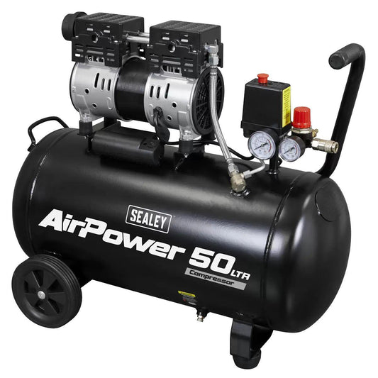 Sealey SAC5000S 50L Low Noise Oil Free Direct Drive Air Compressor 1hp 230V/13A