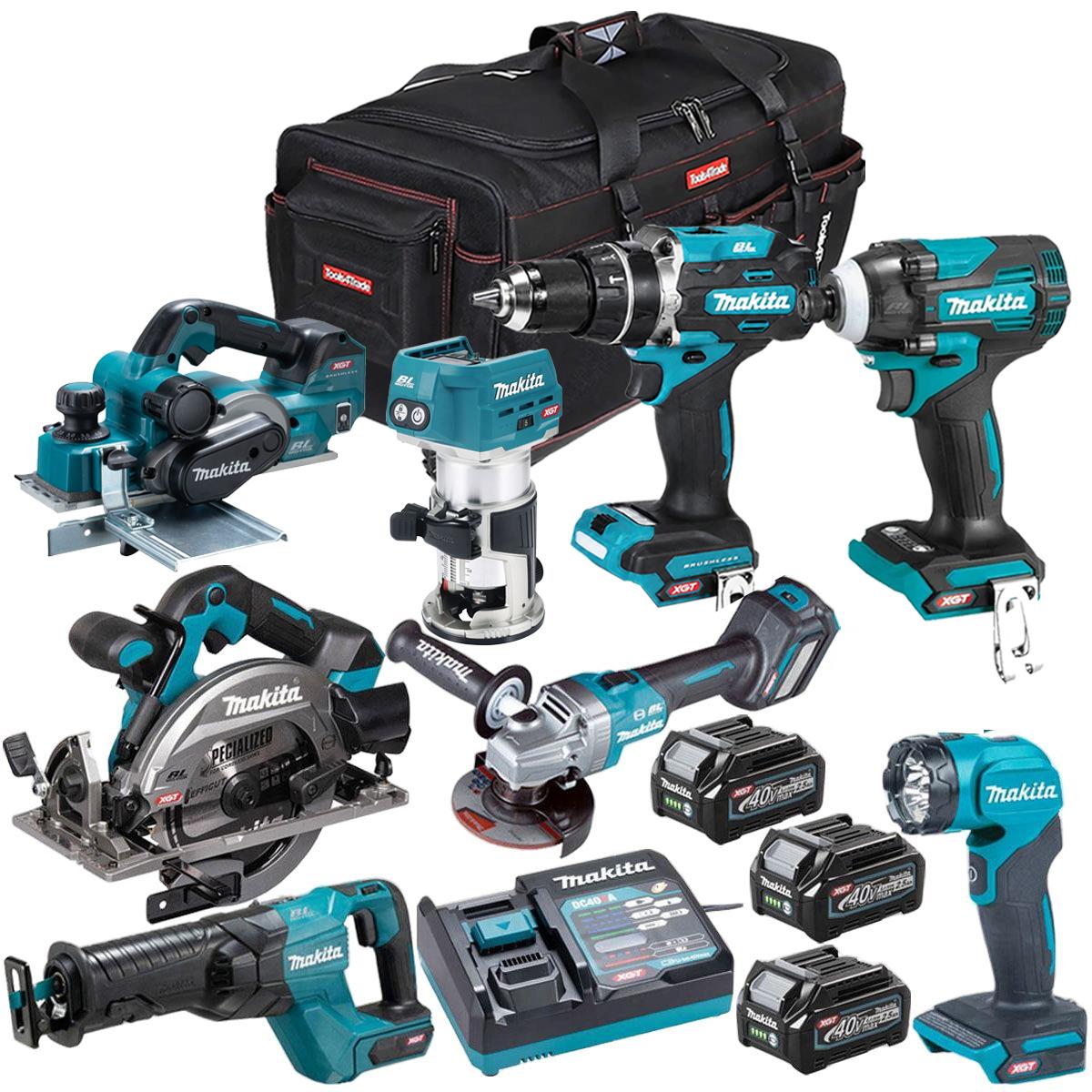 Makita 40Vmax XGT 8 Piece Brushless Power Tool Kit With 3 x 2.5Ah Battery T4TKIT-16047