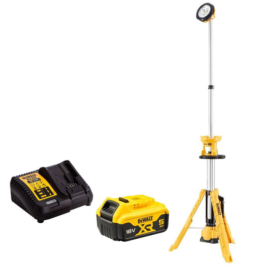 Dewalt DCL079 18V XR LED Tripod Light With 1 x 5.0Ah Battery & Charger