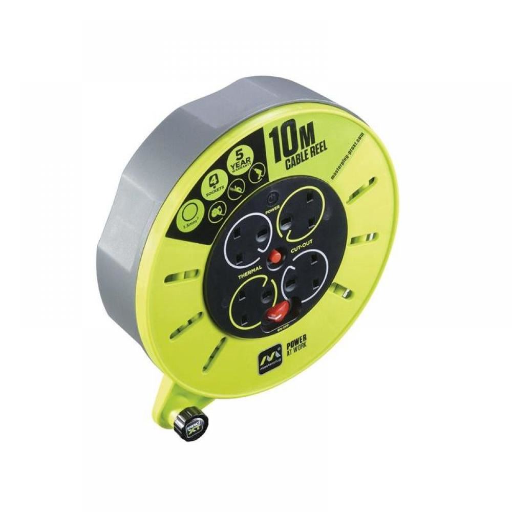 Masterplug PRO-XT Cassette Cable Reel 13A 4-Socket 10M 240V CMU10134SL-PX