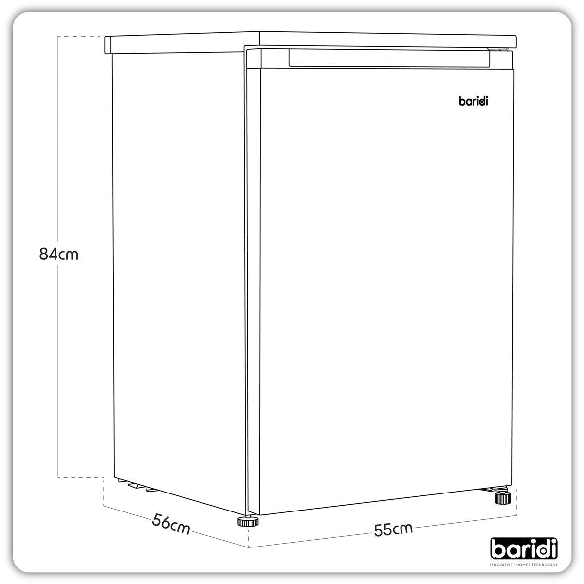 Sealey DH250 Baridi 55cm Undercounter Freezer with Adjustable Thermostat 85L White
