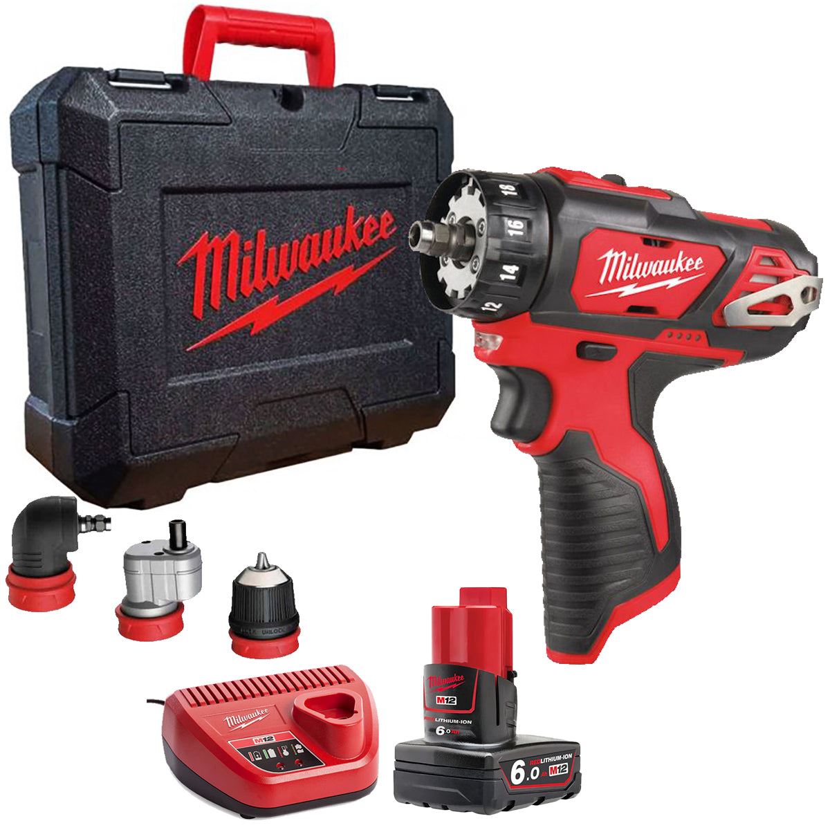 Milwaukee M12BDDXKIT-0X 12V Removable Drill Driver with 1 x 6.0Ah Battery Charger & Case