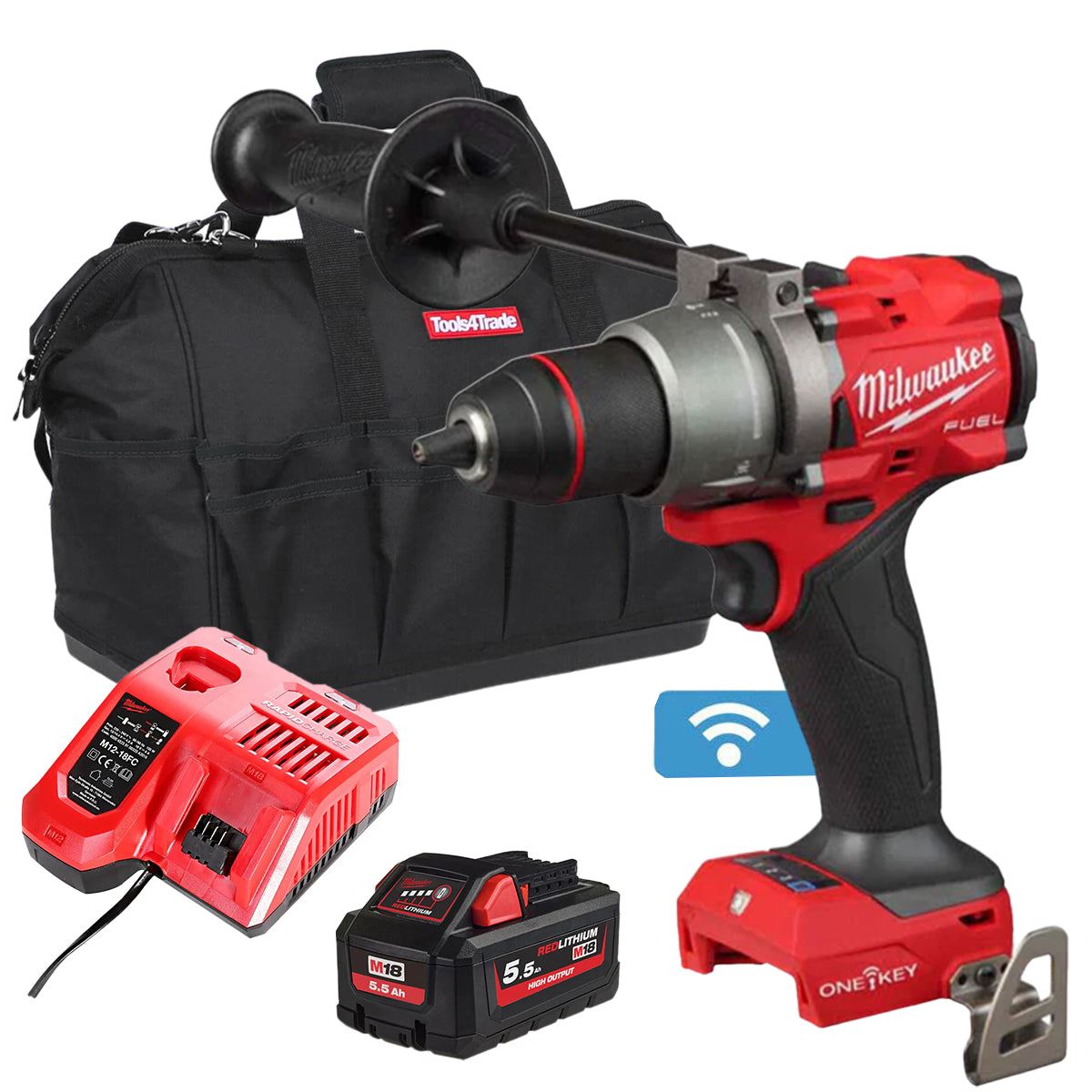 Milwaukee M18ONEPD3-0 18V FUEL ONE-KEY Brushless Combi Drill with 1 x 5.5Ah Battery Charger & Bag