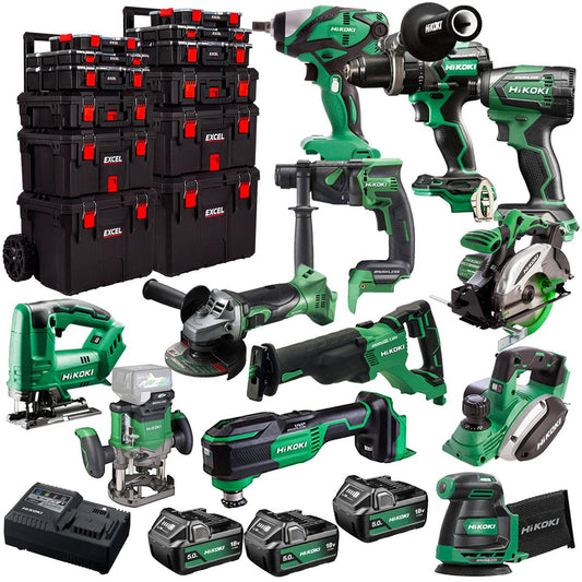 Hikoki 18V 12 Piece Power Tool Combo Kit with 3 x 5.0Ah Battery & Trolley Toolbox